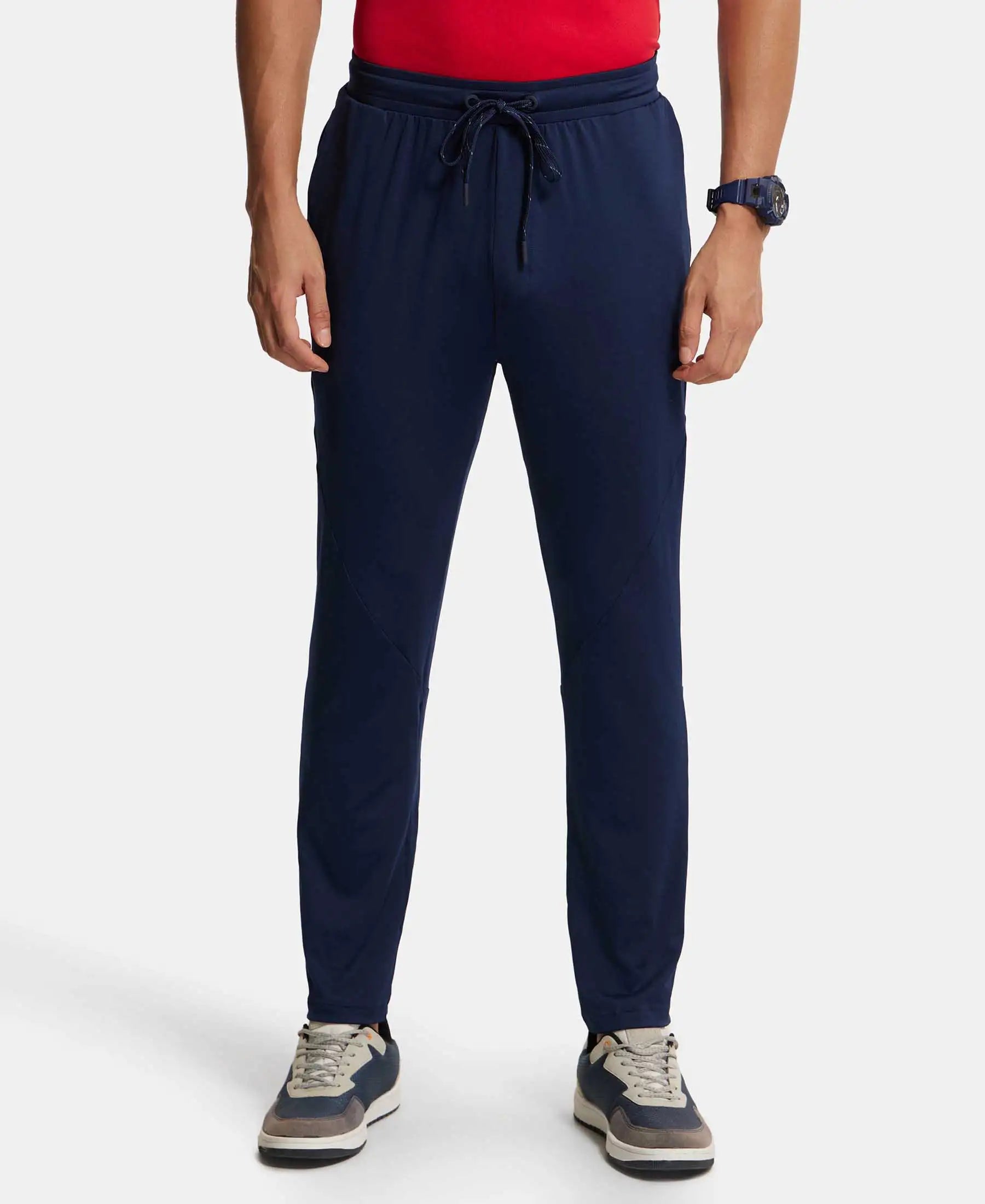 Buy Microfiber Elastane Stretch Trackpant with Zipper Pockets and StayFresh Treatment Navy MV11 Jockey India