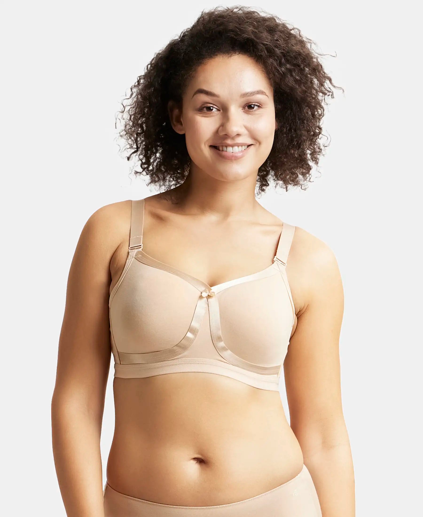 Buy Wirefree Non Padded Super Combed Cotton Elastane Full Coverage Everyday  Bra with Detachable Straps - Light Skin 1252