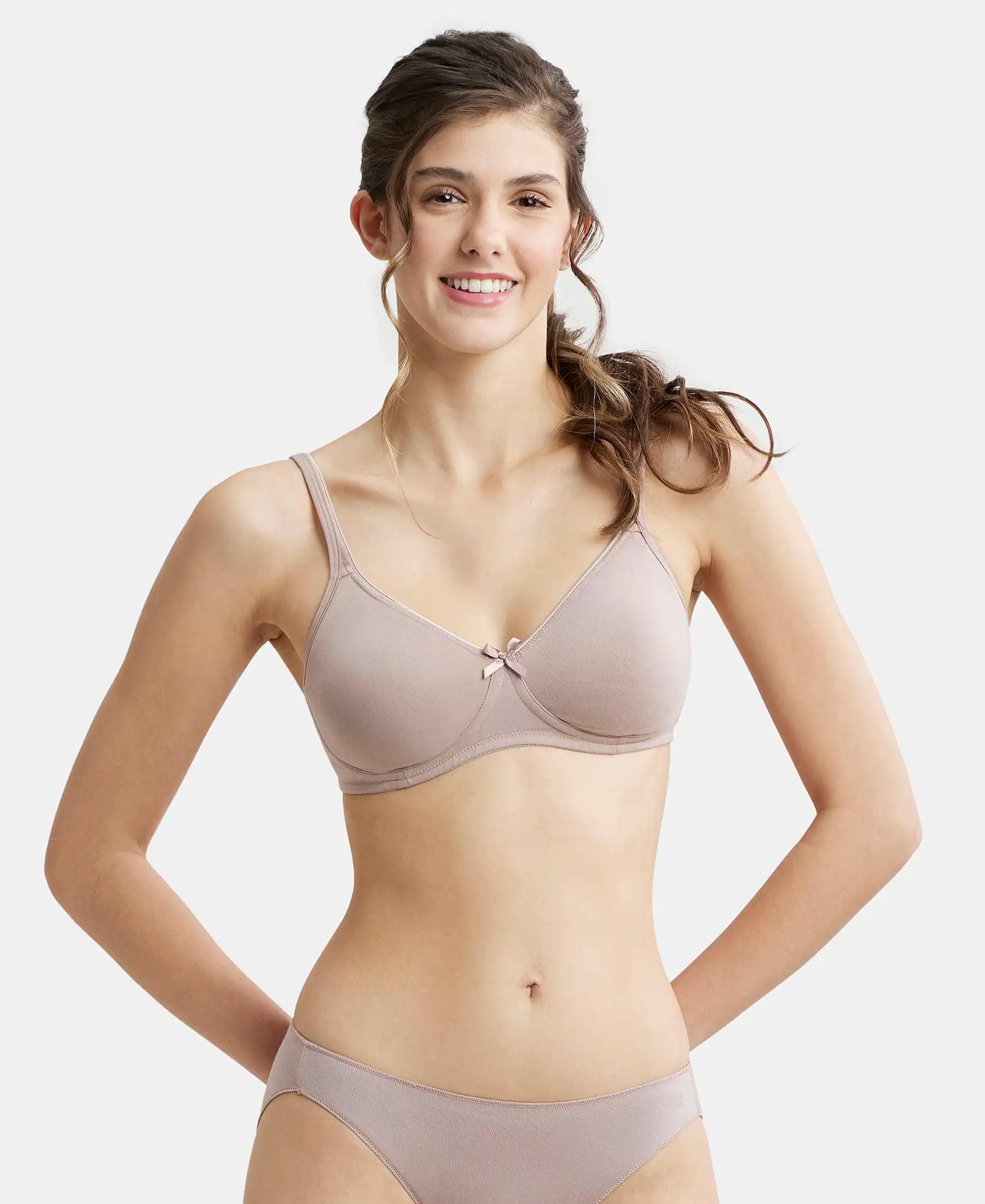 Buy Jockey Women's Wirefree Non Padded Super Combed Cotton Elastane Stretch  Medium Coverage Everyday Bra with Concealed Shaper Panel and Adjustable  Straps (30B, Prune) at