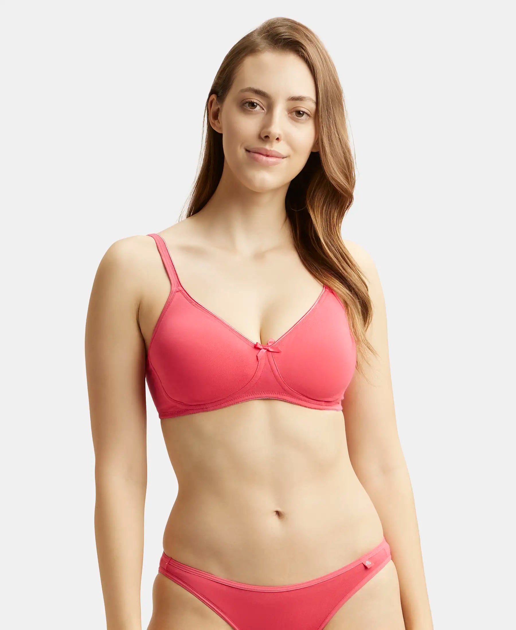 Women's Wirefree Non Padded Super Combed Cotton Elastane Stretch Full  Coverage Everyday Bra with Concealed Shaper Panel and Broad Fabric Straps -  Ruby