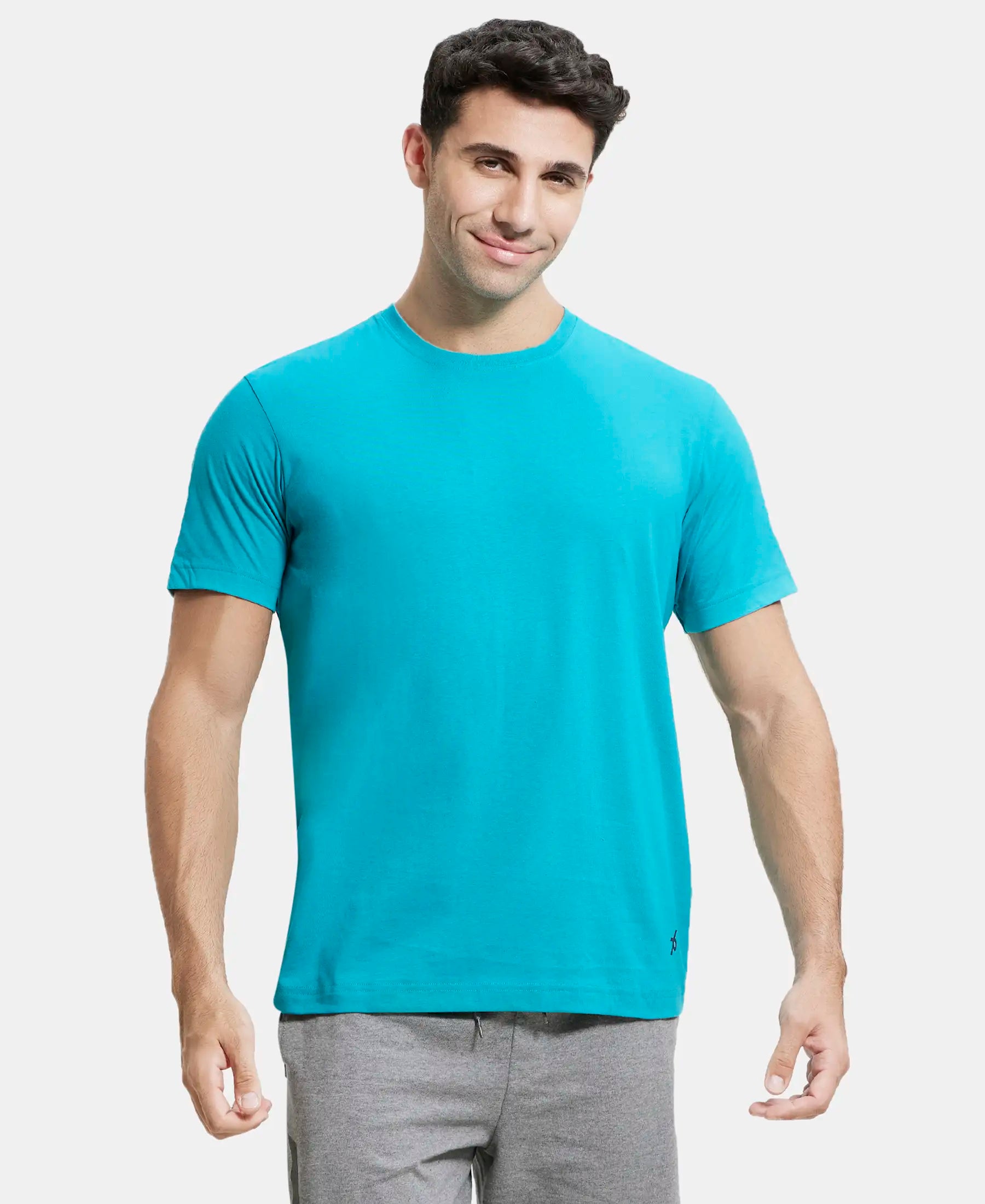 Buy Super Combed Cotton Rich Round Neck Half Sleeve T-Shirt - Deep Atlantis  2714