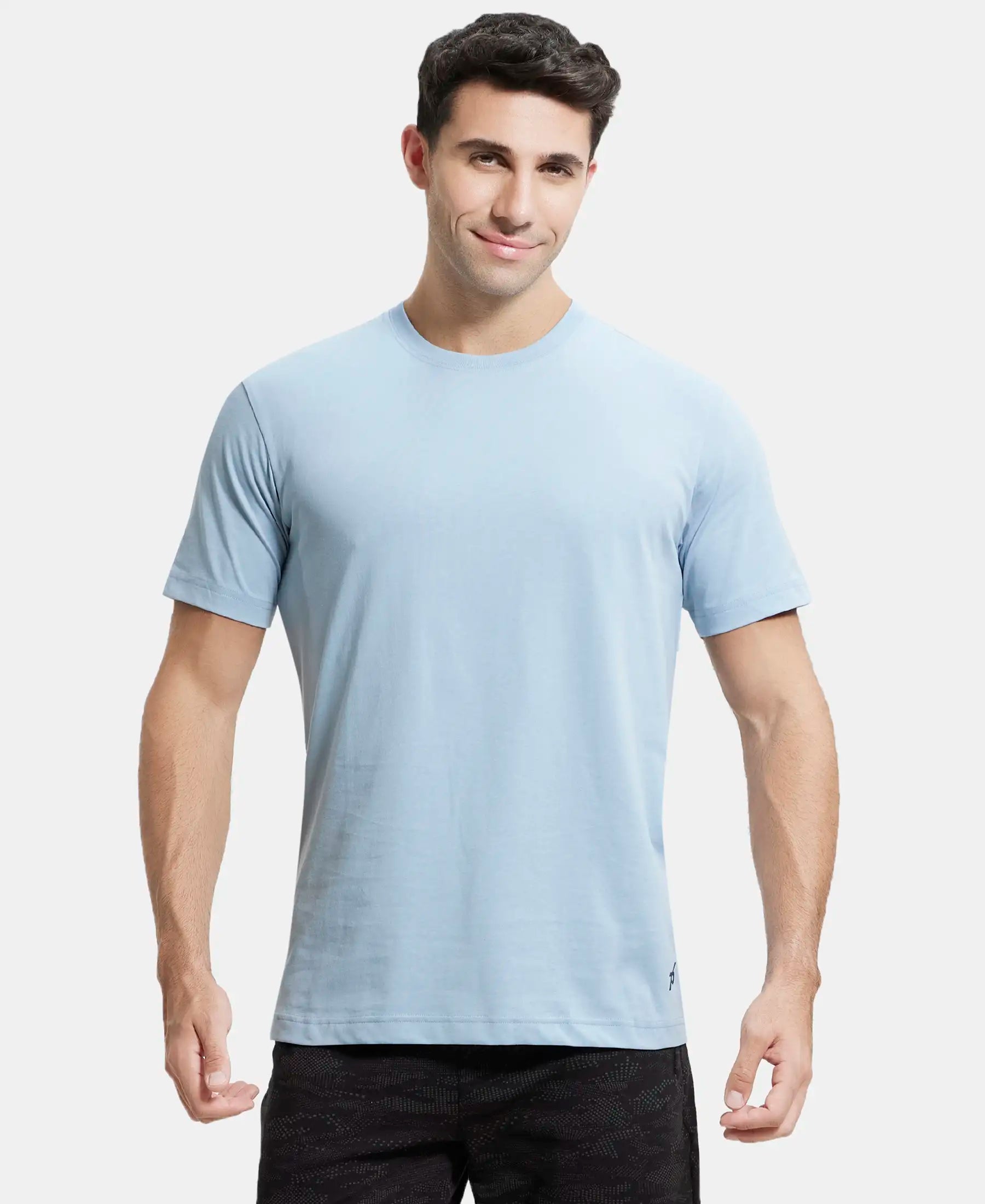 Buy Men's Super Combed Cotton Rich Solid Round Neck Half Sleeve T-Shirt -  Mid Night Navy 2714