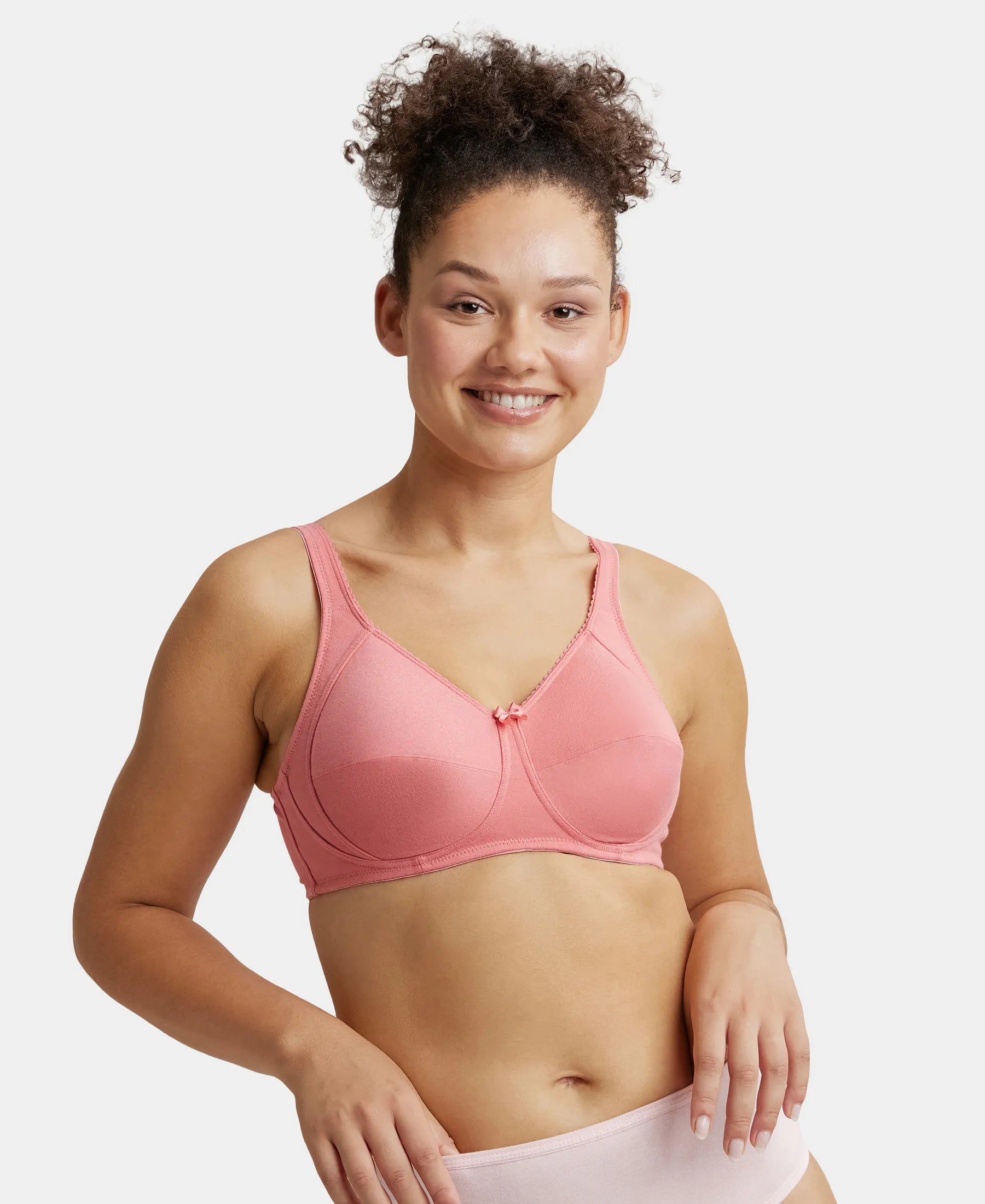 Buy Women's Wirefree Non Padded Super Combed Cotton Elastane Stretch Full  Coverage Plus Size Bra with Side Panel Support and Adjustable Broad Fabric  Straps - Beet Red ES13