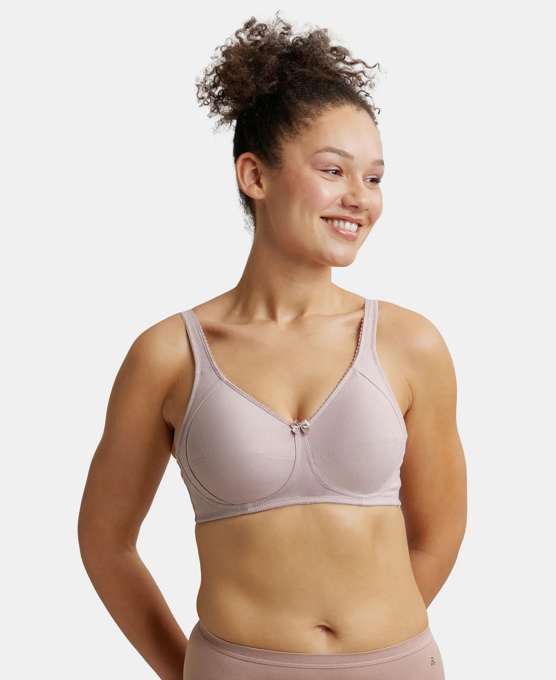 Buy Wirefree Non Padded Super Combed Cotton Elastane Full Coverage Plus  Size Bra with Side Panel Support - Mocha ES13
