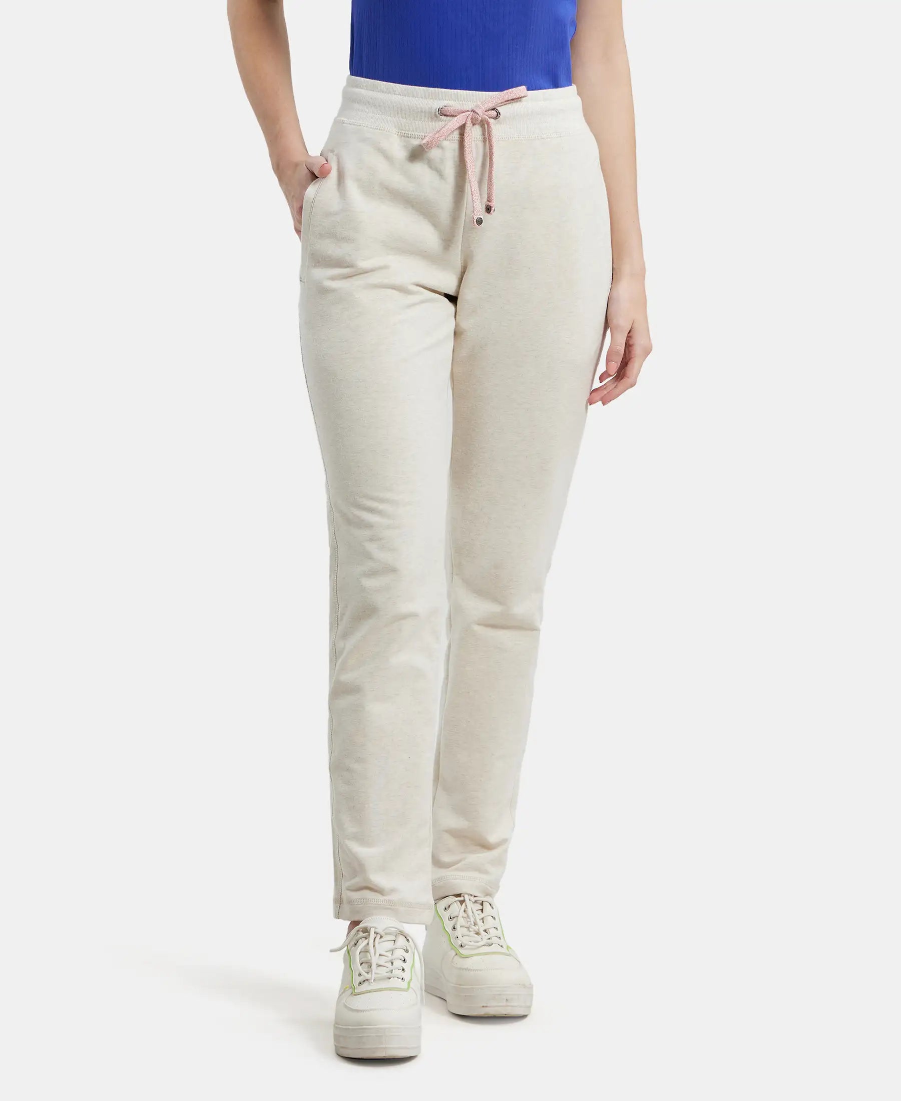 Buy Super Combed Cotton French Terry Track Pant with Side Pockets - Cream  Melange UL07