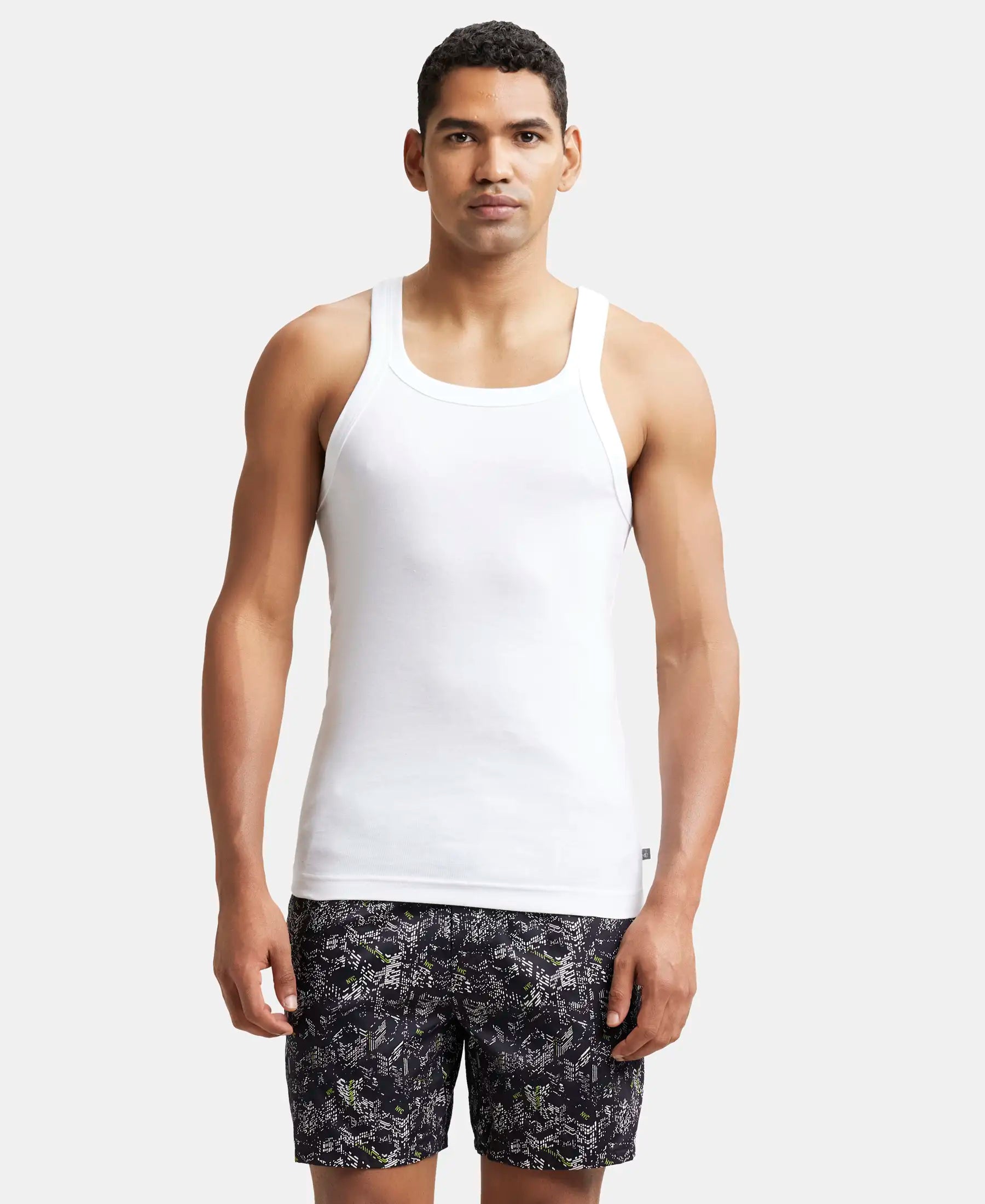 Buy Jockey Men's Super Combed Cotton Rib Round Neck Sleeveless Vest with  Stay Fresh Properties - White(Pack of 2) Online at Best Prices in India -  JioMart.