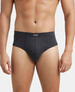 Super Combed Cotton Rib Solid Brief with StayFresh Treatment - Black Melange-1