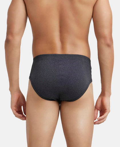 Super Combed Cotton Rib Solid Brief with StayFresh Treatment - Black Melange-3