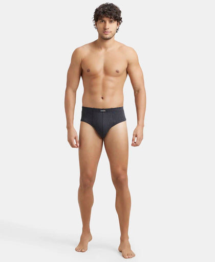 Super Combed Cotton Rib Solid Brief with StayFresh Treatment - Black Melange-4