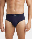 Super Combed Cotton Rib Solid Brief with StayFresh Treatment - Deep Navy-1