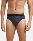 Super Combed Cotton Solid Brief with Stay Fresh Treatment - Black Melange-1