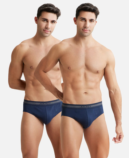 Super Combed Cotton Solid Brief with Stay Fresh Treatment - Deep Navy (Pack of 2)