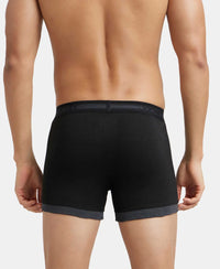 Super Combed Cotton Rib Solid Boxer Brief with StayFresh Treatment - Black & Black Melange-3