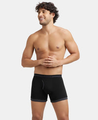 Super Combed Cotton Rib Solid Boxer Brief with StayFresh Treatment - Black & Black Melange-5