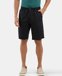 Super Combed Mercerised Cotton Woven Straight Fit Shorts with Side Pockets - Black-5