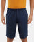 Super Combed Mercerised Cotton Woven Straight Fit Shorts with Side Pockets - Navy-1