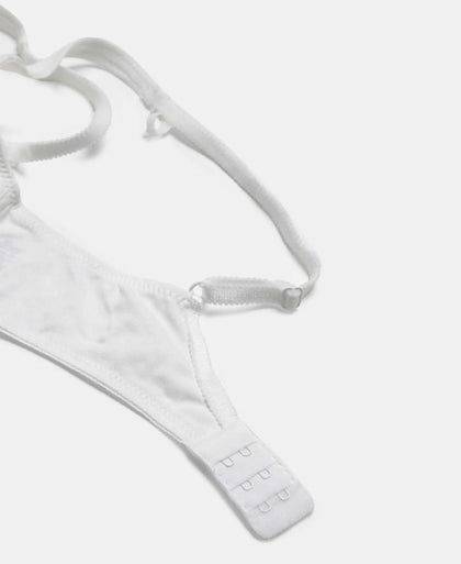 Wirefree Non Padded Super Combed Cotton Elastane Stretch Full Coverage Everyday Bra with Contoured Shaper Panel and Adjustable Straps - White-11