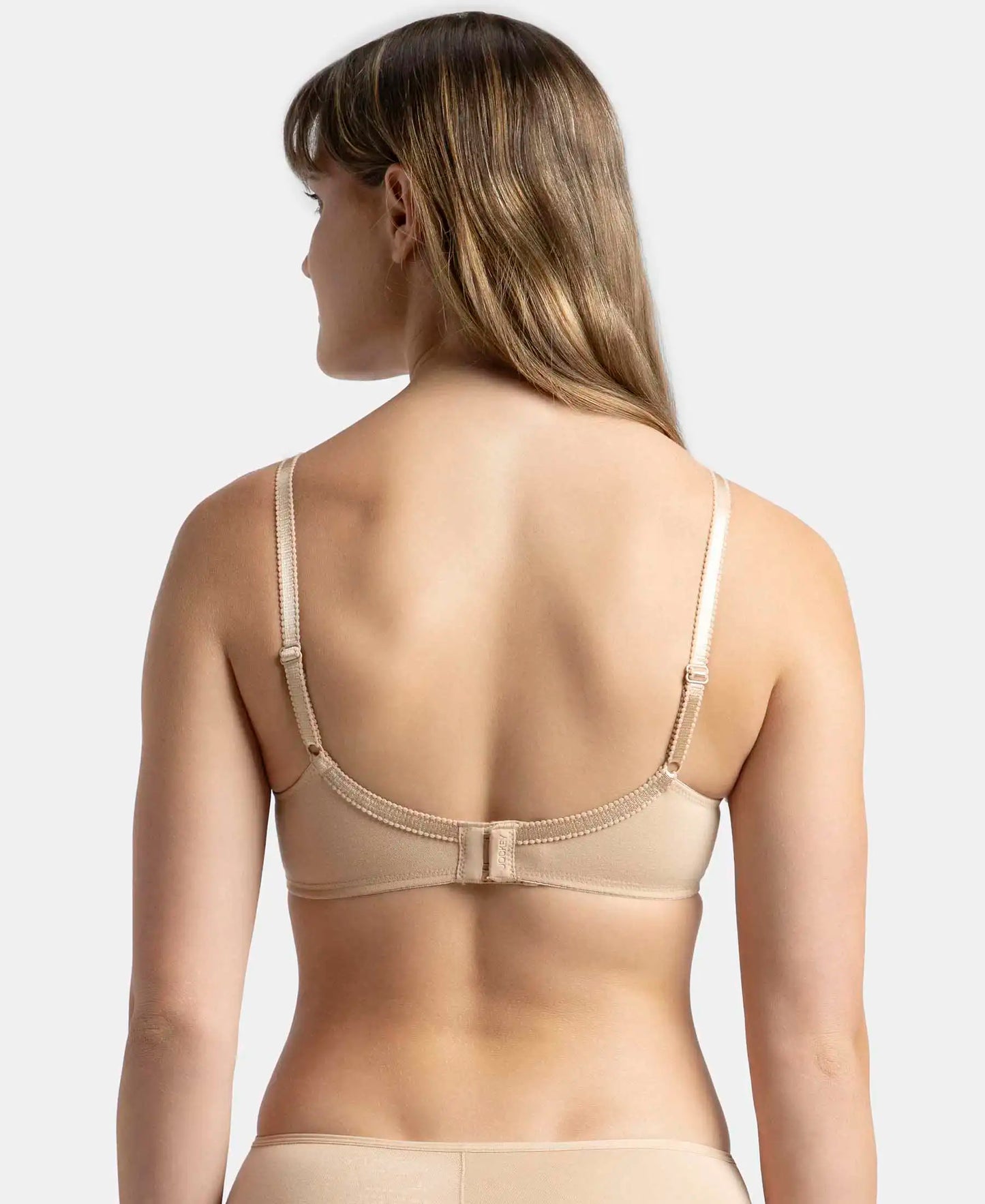 Wirefree Non Padded Plus Size Super Combed Cotton Elastane Stretch Full Coverage Everyday Bra with Contoured Shaper Panel and Adjustable Straps - Skin