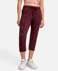 Super Combed Cotton Elastane Stretch Slim Fit Printed Capri with Side Pockets - Wine Tasting Printed-5