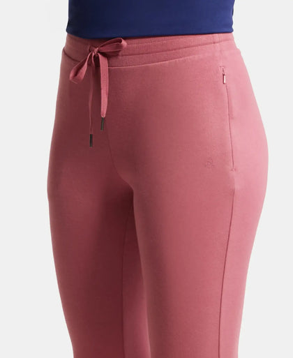 Super Combed Cotton Elastane French Terry Slim Fit Joggers With Zipper Pockets - Rose Wine