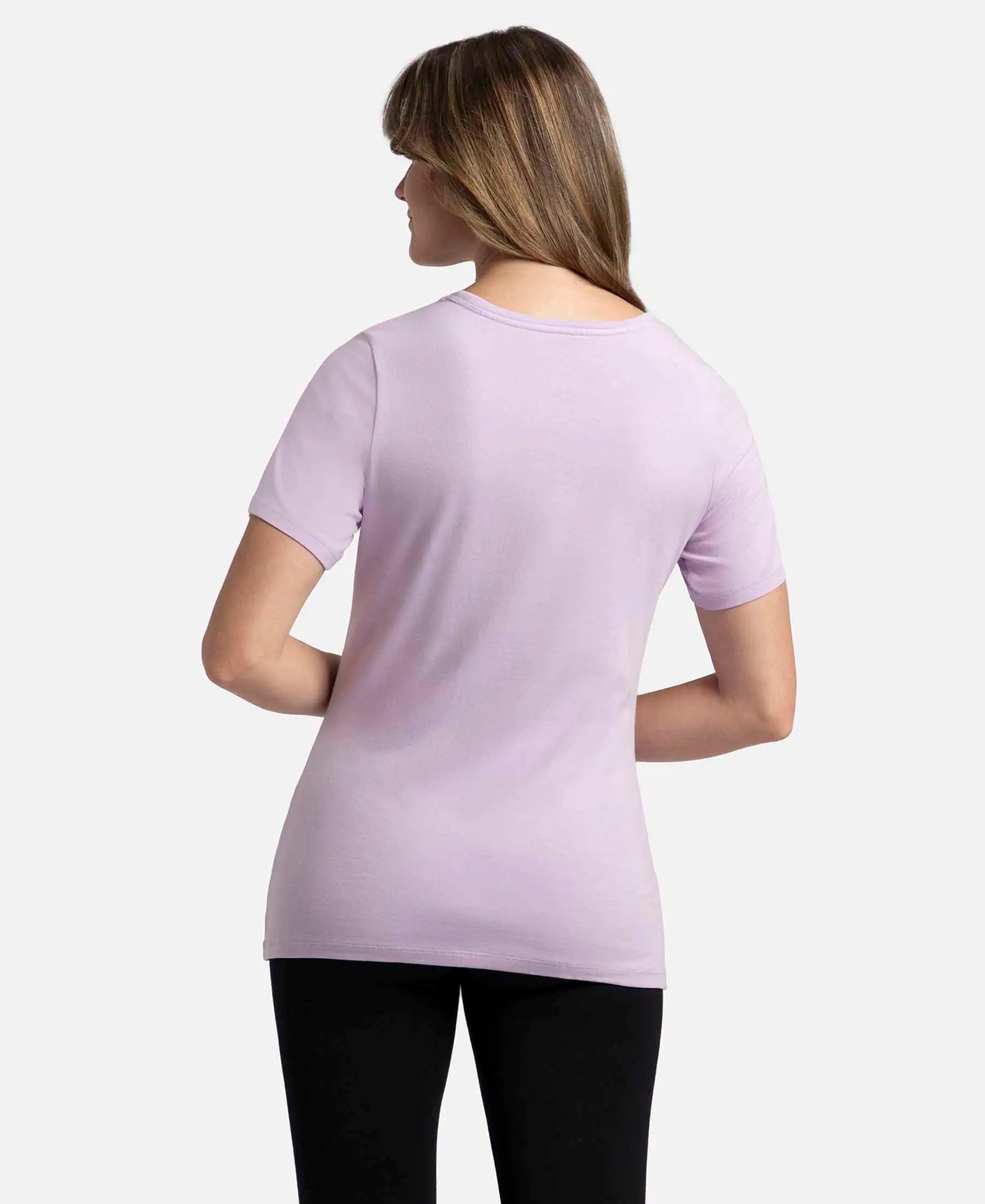 Super Combed Cotton Elastane Stretch Regular Fit Graphic Printed Round Neck Half Sleeve T-Shirt  - Orchid Bloom-3