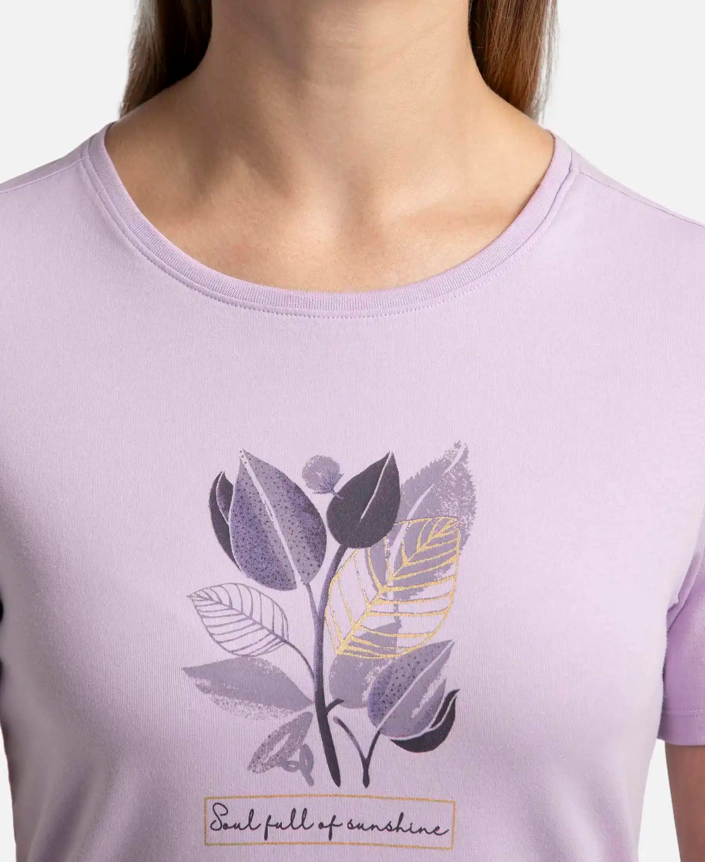 Super Combed Cotton Elastane Stretch Regular Fit Graphic Printed Round Neck Half Sleeve T-Shirt  - Orchid Bloom-7