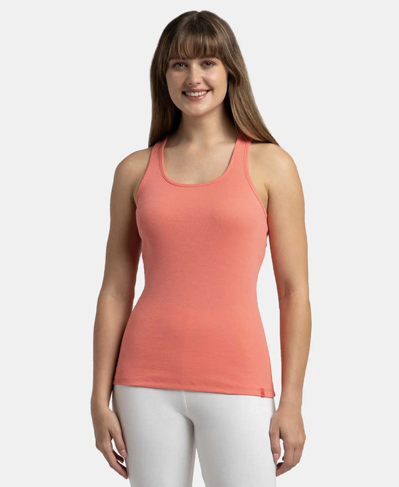 Super Combed Cotton Rib Fabric Slim Fit Solid Racerback Styled Tank Top - Blush Pink