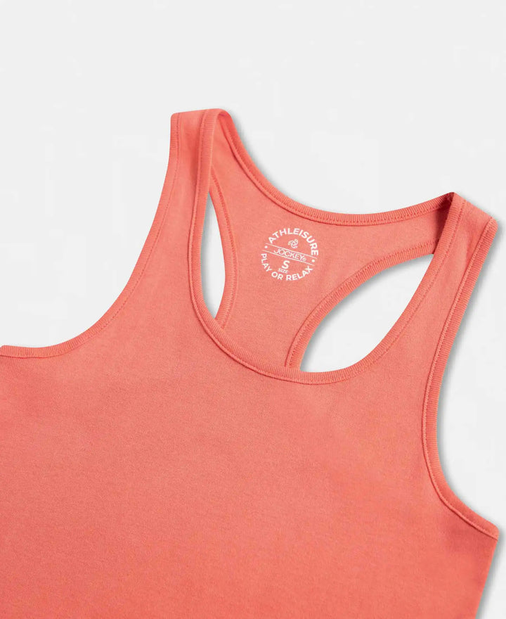 Super Combed Cotton Rib Fabric Slim Fit Solid Racerback Styled Tank Top - Blush Pink