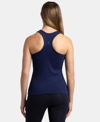 Super Combed Cotton Rib Fabric Slim Fit Solid Racerback Styled Tank Top - Imperial Blue-3