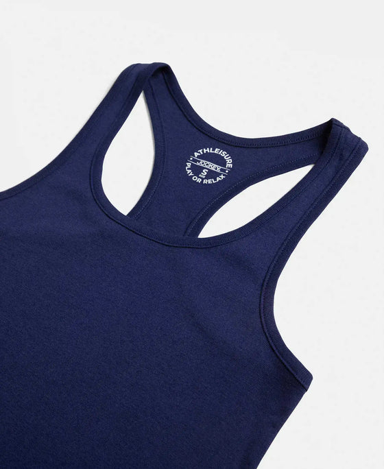 Super Combed Cotton Rib Fabric Slim Fit Solid Racerback Styled Tank Top - Imperial Blue-8