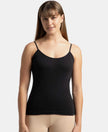 Super Combed Cotton Rib Camisole with Adjustable Straps and StayFresh Treatment - Black-1