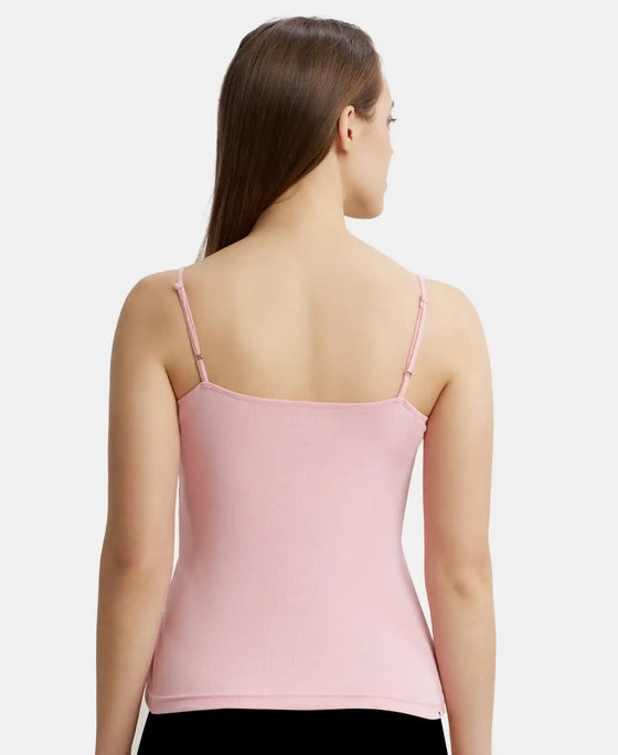 Super Combed Cotton Rib Camisole with Adjustable Straps and StayFresh Treatment - Blush Pink