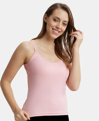 Super Combed Cotton Rib Camisole with Adjustable Straps and StayFresh Treatment - Blush Pink