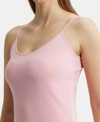 Super Combed Cotton Rib Camisole with Adjustable Straps and StayFresh Treatment - Blush Pink