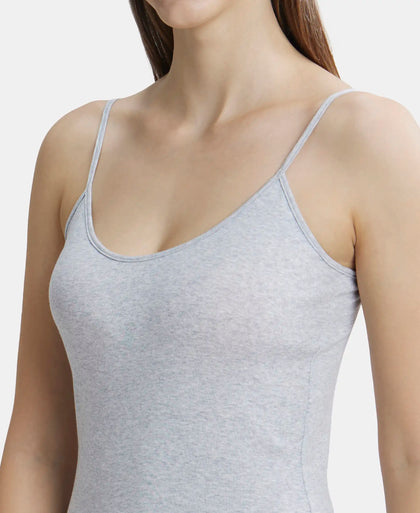 Pack of 2 Super Combed Cotton Rib Camisole with Adjustable Straps and StayFresh Treatment - Steel Grey Melange & Light Skin