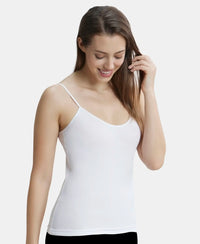 Super Combed Cotton Rib Camisole with Adjustable Straps and StayFresh Treatment - White