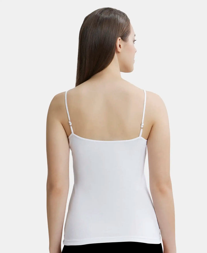 Super Combed Cotton Rib Camisole with Adjustable Straps and StayFresh Treatment - White