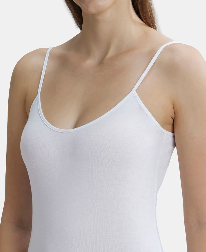 Super Combed Cotton Rib Camisole with Adjustable Straps and StayFresh Treatment - White