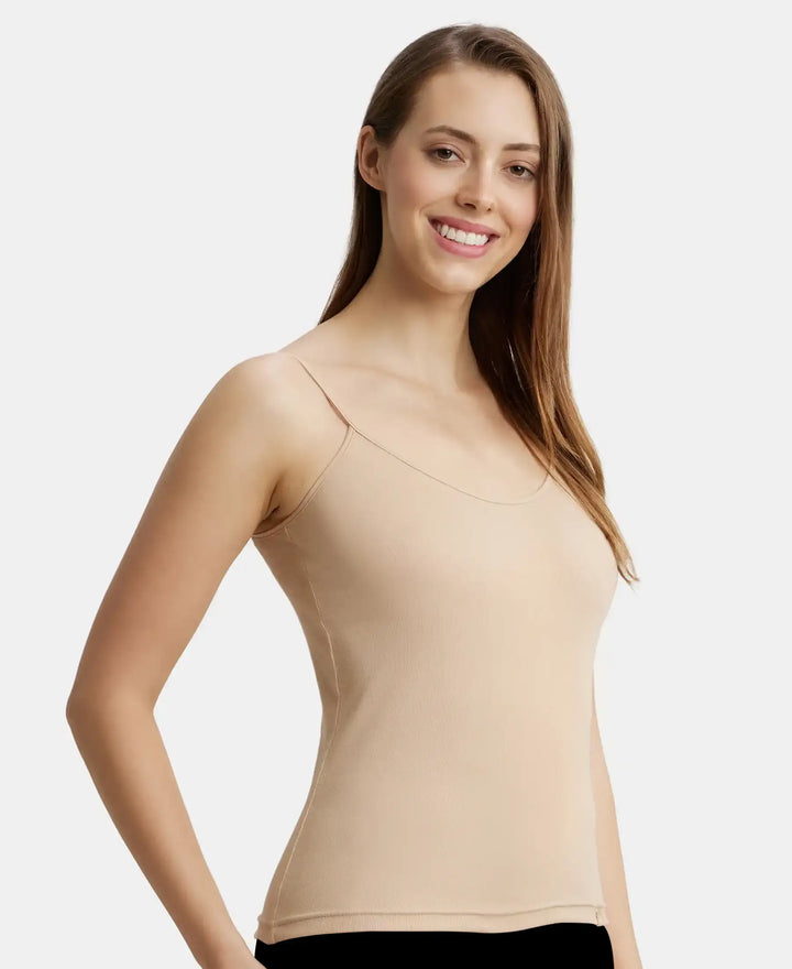 Super Combed Cotton Rib Camisole with Adjustable Straps and StayFresh Treatment - Light Skin