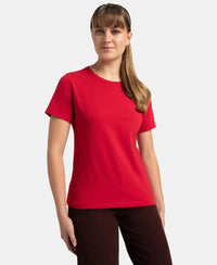 Super Combed Cotton Elastane Stretch Regular Fit Solid Round Neck Half Sleeve T-Shirt - Jester Red-5