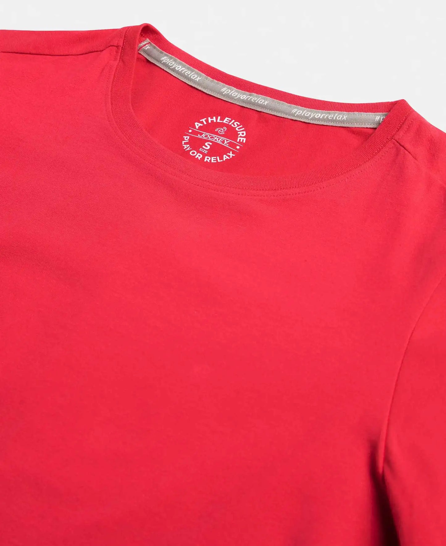 Super Combed Cotton Elastane Stretch Regular Fit Solid Round Neck Half Sleeve T-Shirt - Jester Red-8