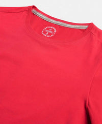 Super Combed Cotton Elastane Stretch Regular Fit Solid Round Neck Half Sleeve T-Shirt - Jester Red-8