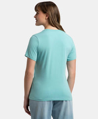 Super Combed Cotton Elastane Stretch Regular Fit Solid Round Neck Half Sleeve T-Shirt - Nile Blue-3