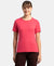 Super Combed Cotton Elastane Stretch Regular Fit Solid Round Neck Half Sleeve T-Shirt - Ruby-1