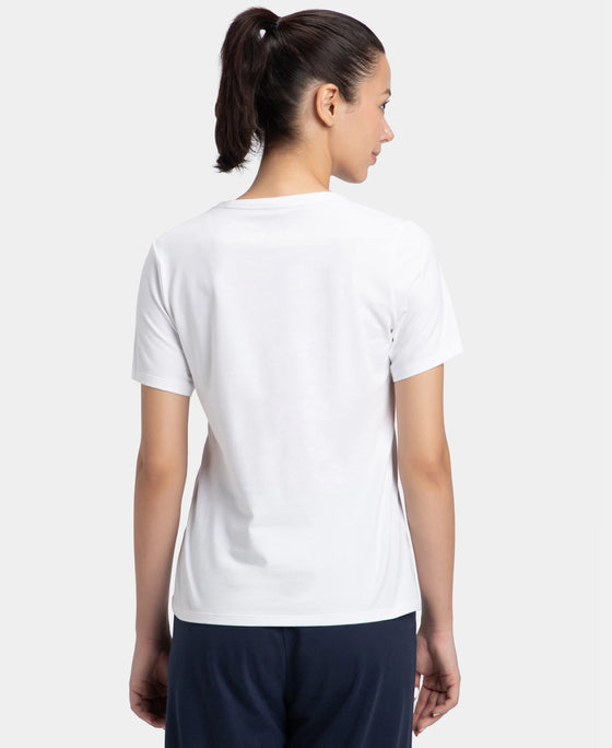 Super Combed Cotton Elastane Stretch Regular Fit Solid Round Neck Half Sleeve T-Shirt - White