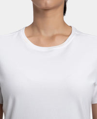 Super Combed Cotton Elastane Stretch Regular Fit Solid Round Neck Half Sleeve T-Shirt - White