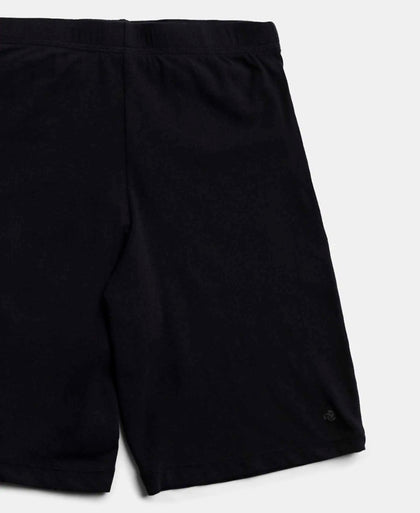 High Coverage Super Combed Cotton Elastane Stretch Shorties With Concealed Waistband - Black-9