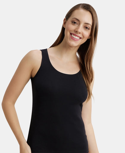 Super Combed Cotton Rib Fabric Inner Tank Top With StayFresh Treatment - Black