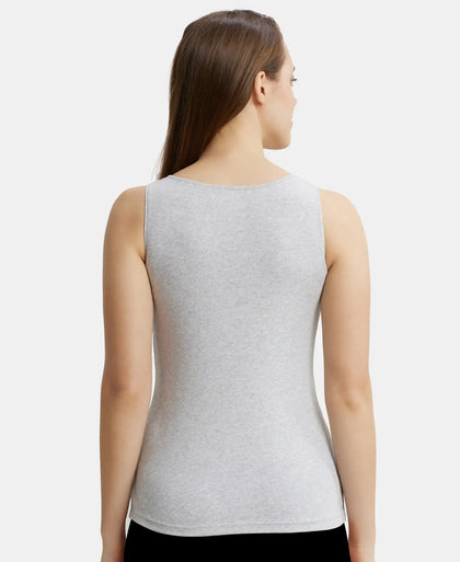 Super Combed Cotton Rib Fabric Inner Tank Top With StayFresh Treatment - Steel Grey Melange