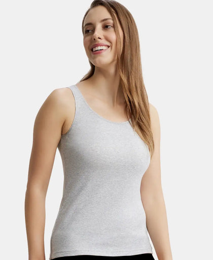 Super Combed Cotton Rib Fabric Inner Tank Top With StayFresh Treatment - Steel Grey Melange